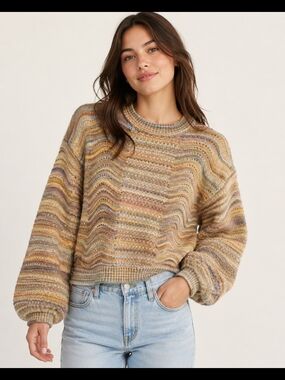 :
Universal Thread Multicolor Space Dye Balloon Sleeve Sweater Size Small